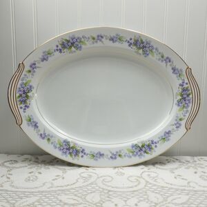 Vintage Noritake China RAMONA 5203 Large Oval Serving Platter 16" Blue Floral